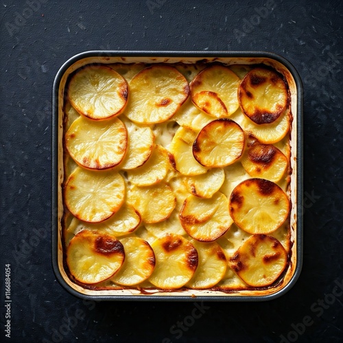 Ein frisch zubereitetes Kartoffelgratin photo