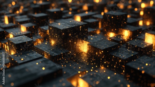 Wallpaper Mural Glowing Cubes Abstract Background Torontodigital.ca