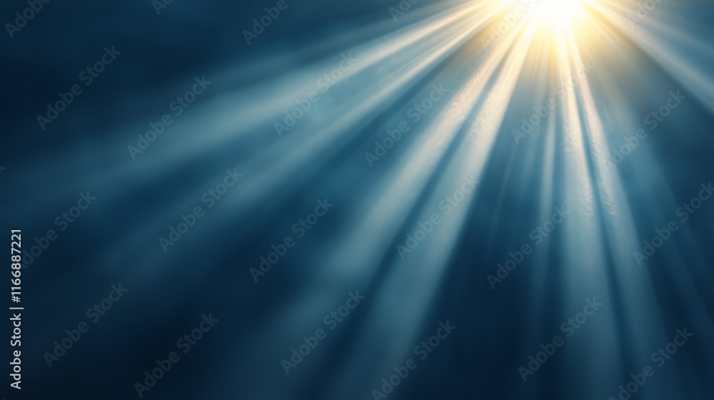 A bright light shines through a dark blue background A bright light shines through a dark blue background