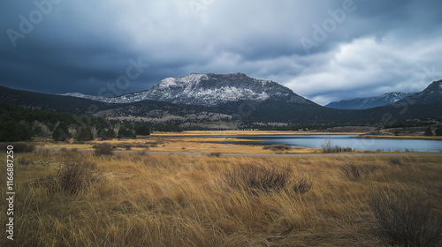 landscape with lake and clouds