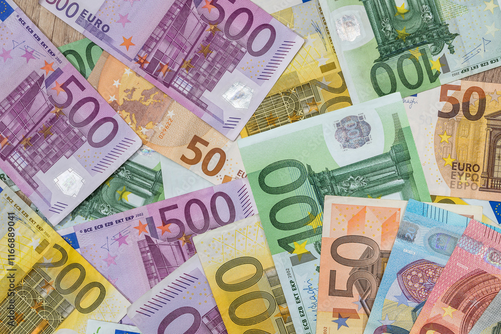 Euro cash background, Eur seamless pattern of banknotes Euro cash background, Eur seamless pattern of banknotes