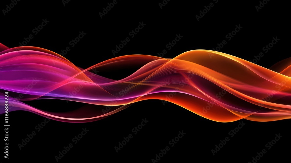 Obraz premium Abstract Orange And Purple Waves Flowing Dark Background