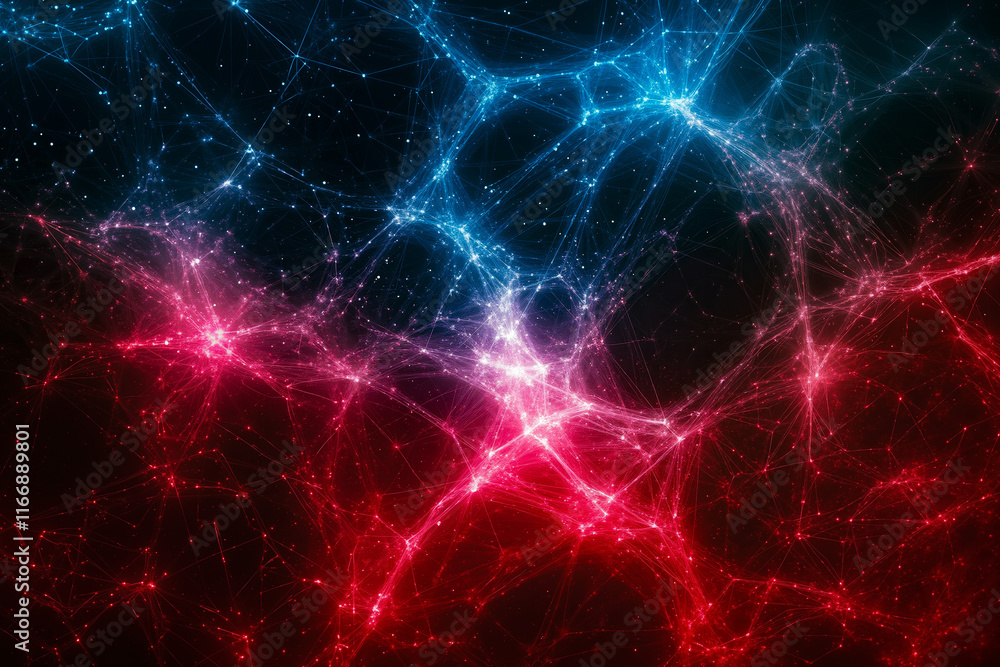 A red and blue abstract background with stars and lines A red and blue abstract background with stars and lines