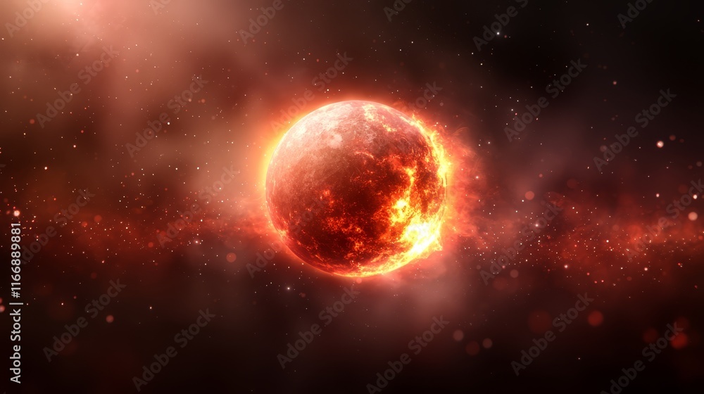 A red planet in the middle of a black background A red planet in the middle of a black background