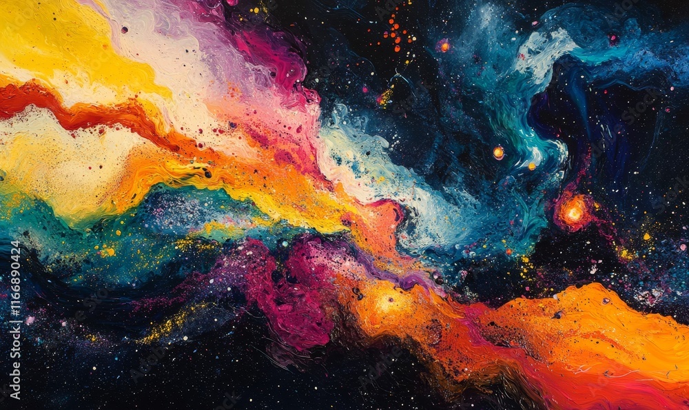 galaxies collide in vibrant hues, creating a radiant cosmic canvas., Generative AI galaxies collide in vibrant hues, creating a radiant cosmic canvas., Generative AI