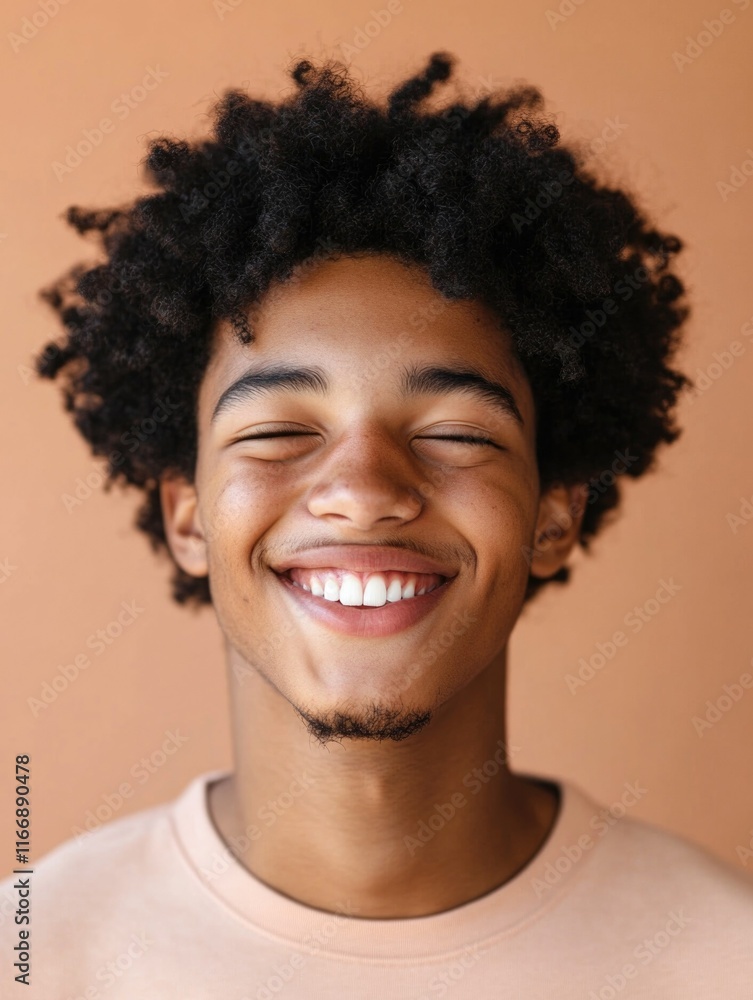 Smiling Man with Short Curly Hair Smiling Man with Short Curly Hair