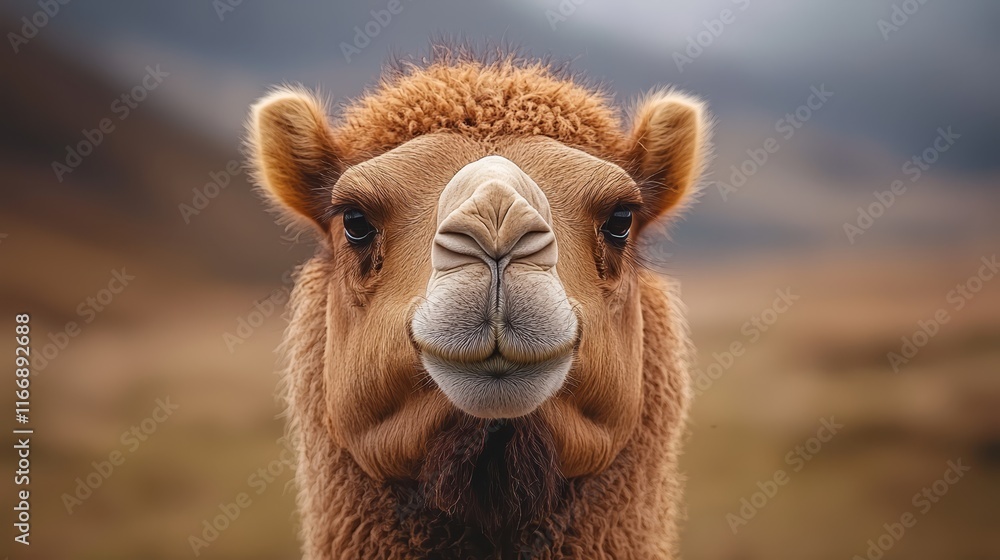 Obraz premium A close up of a camel's face in the desert