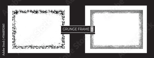 Enhance your design with a sleek black grunge texture border vector frame