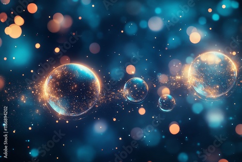 Wallpaper Mural Bubbles of Light floating and colliding in space, Generative AI Torontodigital.ca