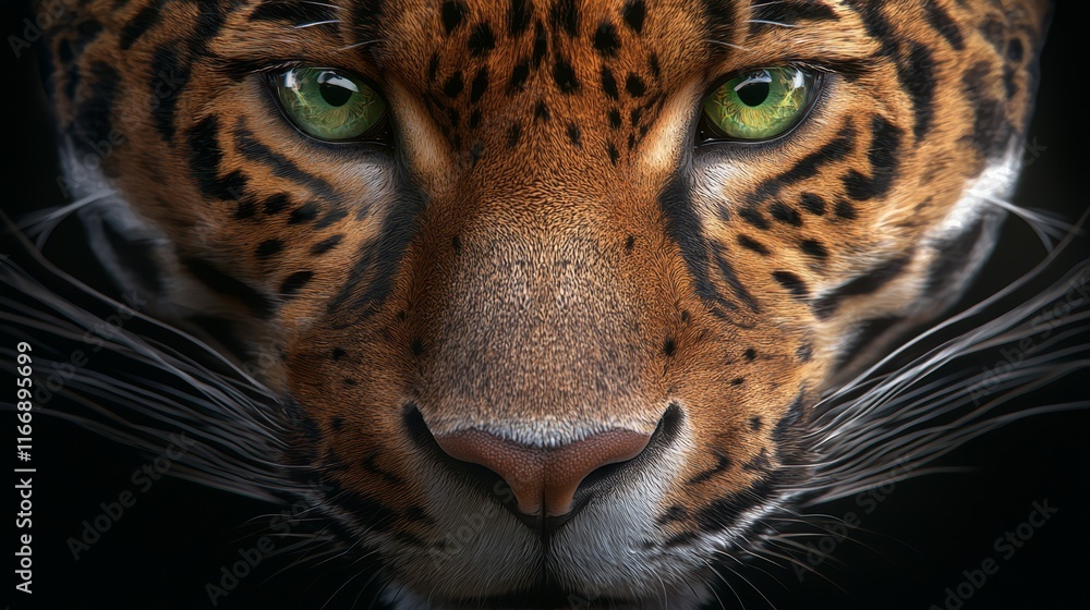 Obraz premium A close up of a leopard's face with green eyes