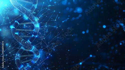 DNA biotechnology science background vector in blue futuristic style with blank space