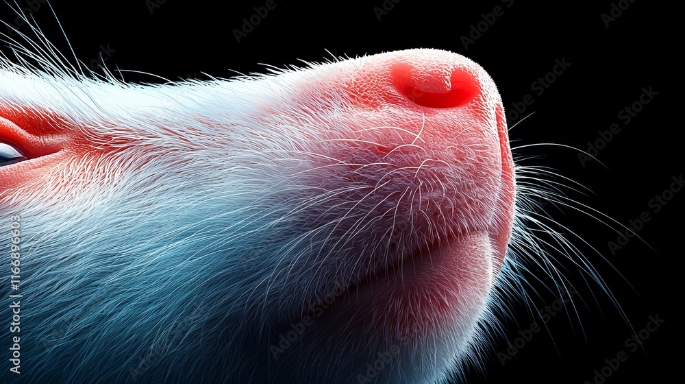 A close up of a pig's nose with a black background A close up of a pig's nose with a black background