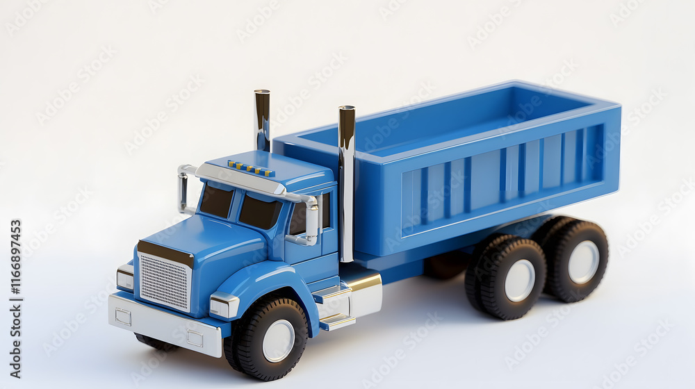 Fototapeta premium Blue toy dump truck on a light background