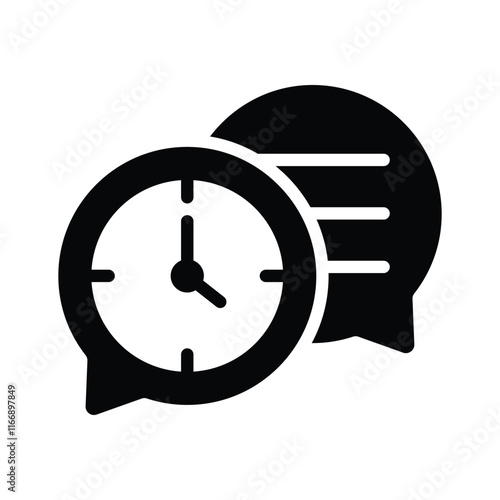 Speech bubble with a clock indicating scheduled chats