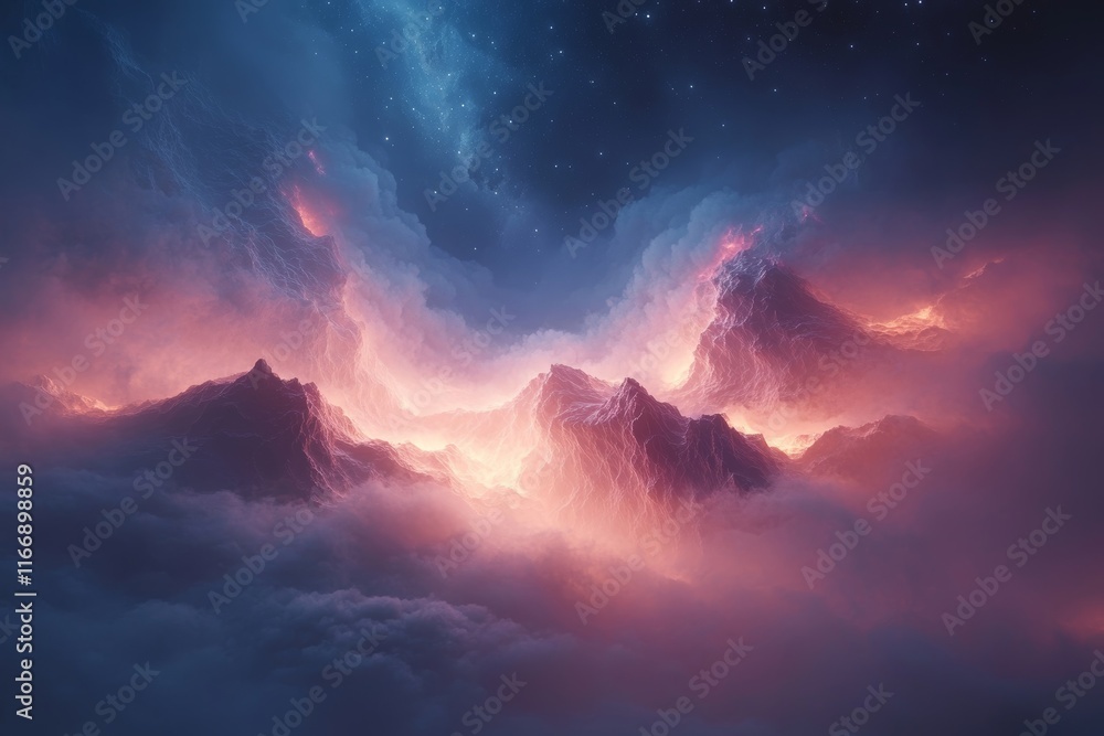dust forms surreal cosmic landscapes with luminous visual effects., Generative AI dust forms surreal cosmic landscapes with luminous visual effects., Generative AI