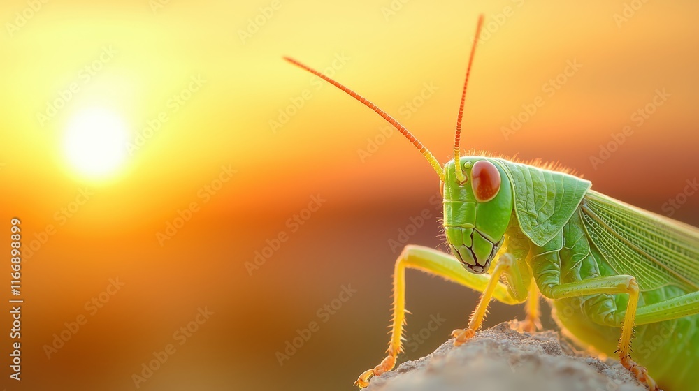 A green grasshopper sitting on top of a rock A green grasshopper sitting on top of a rock