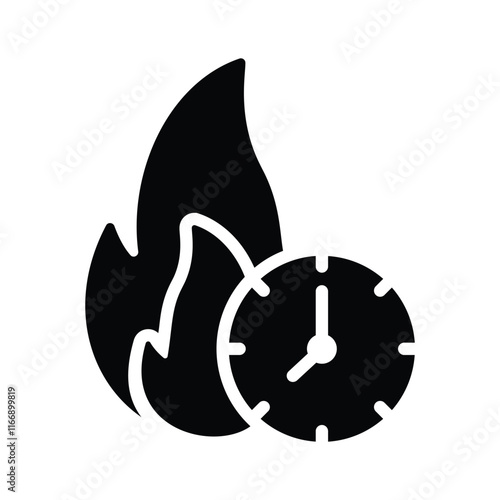 Clock with flames indicating urgent or peak time