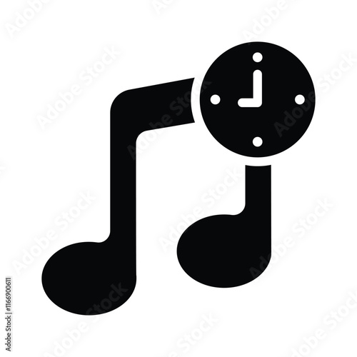 Musical note and clock symbolizing time dedicated to music