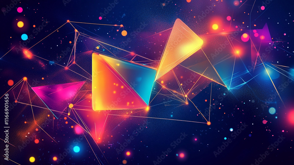 Neon Cubes and Lines - Abstract Digital Art, Abstract Neon Cubes Neon Cubes and Lines - Abstract Digital Art, Abstract Neon Cubes