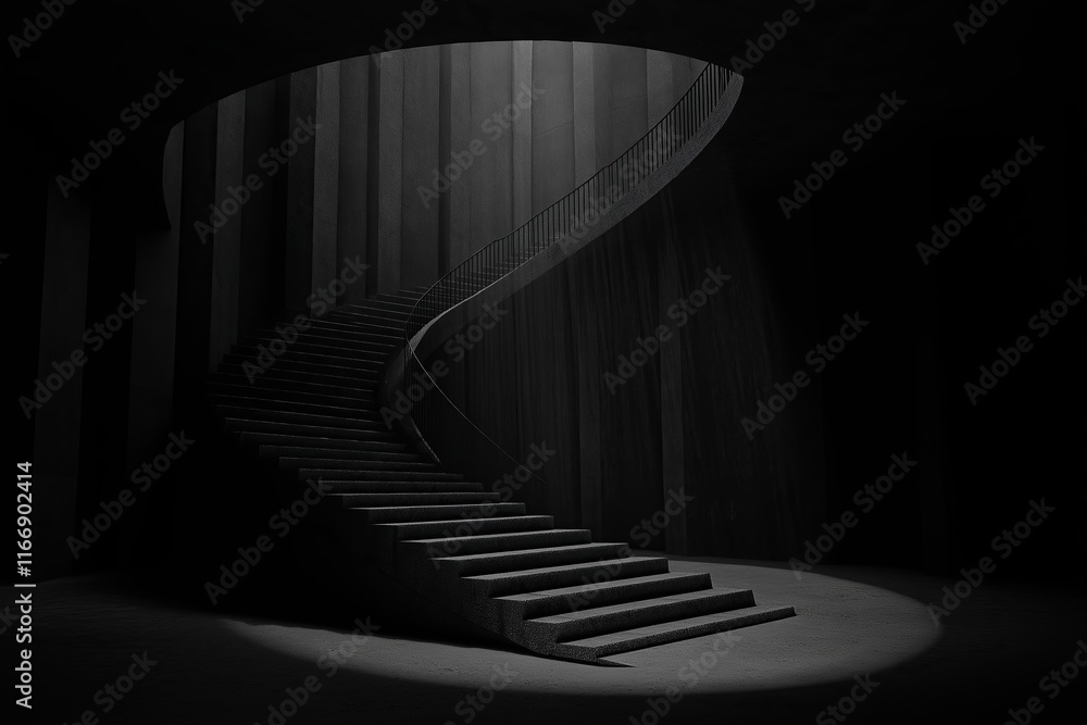 Obraz premium A staircase spiraling into the sky, dissolving into streaks of light and shadow