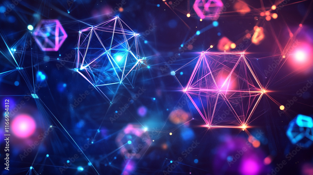Futuristic Digital Cube Matrix, A collection of floating holographic cubes with neon outlines and pulsating lights, Futuristic Digital Cube Matrix, A collection of floating holographic cubes with neon outlines and pulsating lights,