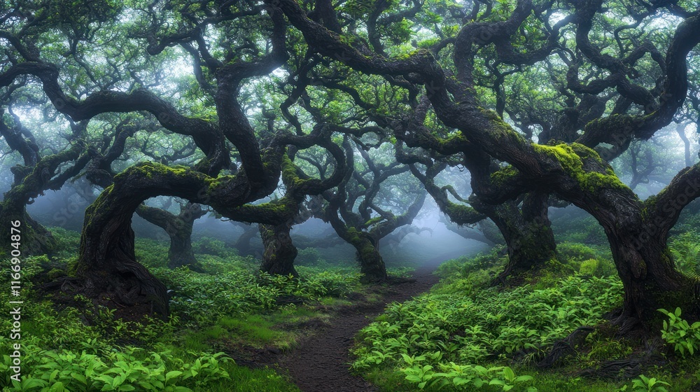Moss Draped Trees Form A Mystical Forest Path Moss Draped Trees Form A Mystical Forest Path