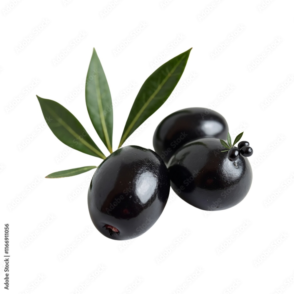 black olives with leaves isolated on white black olives with leaves isolated on white