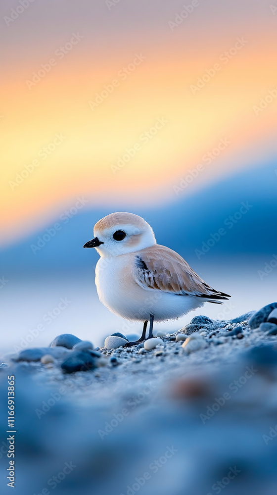 Snowy Plover at Sunset on Rocky Beach, Coastal Bird Wildlife, Nature Photography for Websites and Calendars. Snowy Plover at Sunset on Rocky Beach, Coastal Bird Wildlife, Nature Photography for Websites and Calendars.