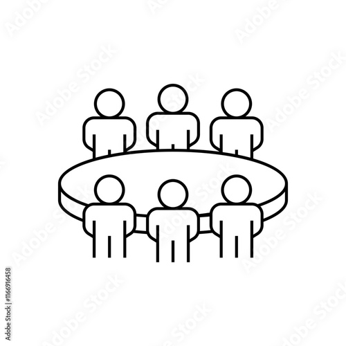 Roundtable Discussion Line Icon. linear style sign for mobile concept and web design. Outline vector icon.