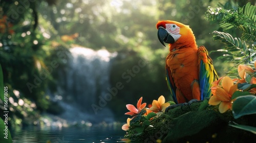 Wallpaper Mural Parrot in a Tropical Setting Torontodigital.ca