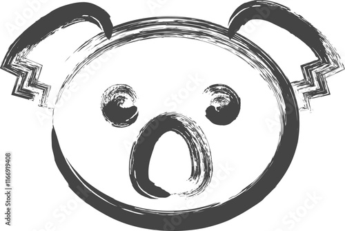 Canvas Print 筆書き動物の単品アイコン　コアラ