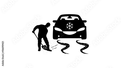 Technical road salt, Black isolated silhouette