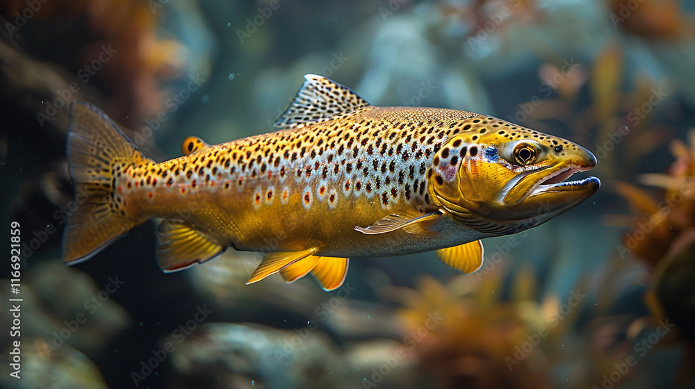 Underwater Shot of Fish in Clear River Water Underwater Shot of Fish in Clear River Water