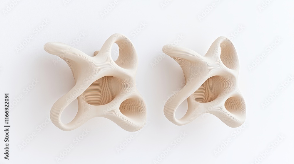 Obraz premium Modern Abstract 3D-Printed Wall Hooks with Stylish Design for Practical Storage Solutions.