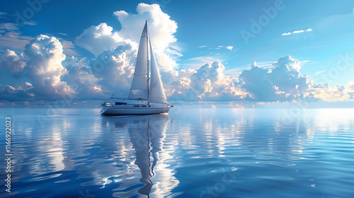 Sailing into Freedom: Tranquil Sailboat Adventure on Clear Ocean Waters
