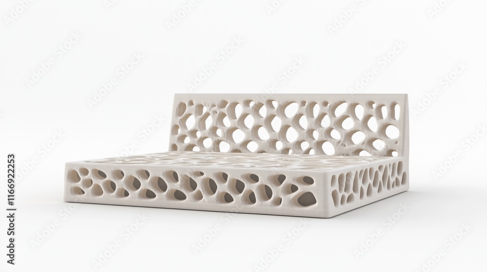 Modern 3D-Printed Bed Headboard with Intricate Design for Enhanced Bedroom Aesthetic Comfort - 3D Render Model on Isolated White Background Modern 3D-Printed Bed Headboard with Intricate Design for Enhanced Bedroom Aesthetic Comfort - 3D Render Model on Isolated White Background