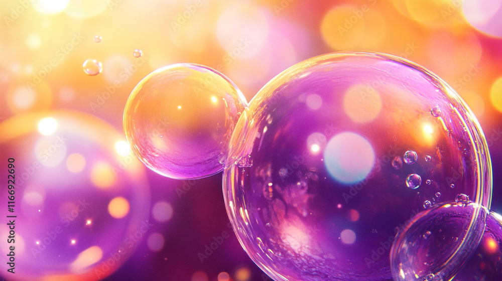 Close-up of Soap Bubbles with Bokeh Background, Buble background Close-up of Soap Bubbles with Bokeh Background, Buble background