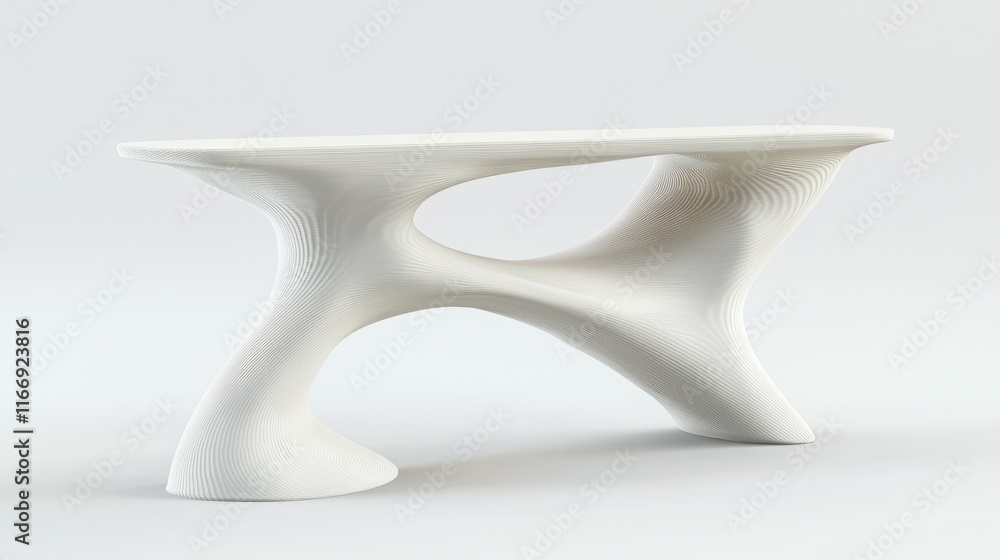 Futuristic 3D-Printed Wave Console Table with Smooth Finish - Ideal for Entryways and Living Areas Futuristic 3D-Printed Wave Console Table with Smooth Finish - Ideal for Entryways and Living Areas