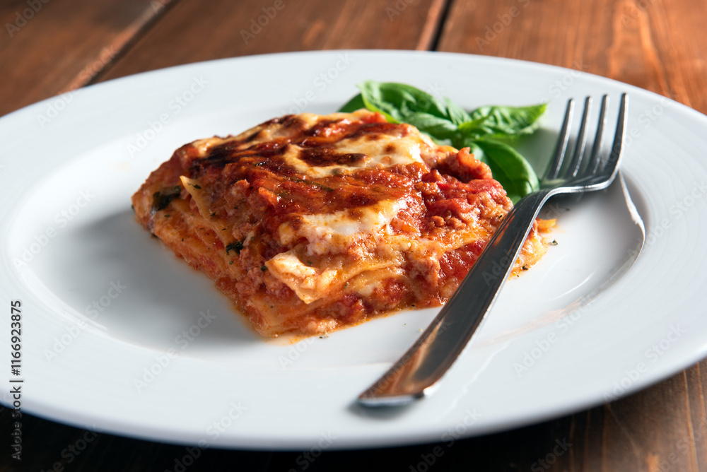 Lasagne alla bolognese, pasta italiana, cibo europeo Lasagne alla bolognese, pasta italiana, cibo europeo