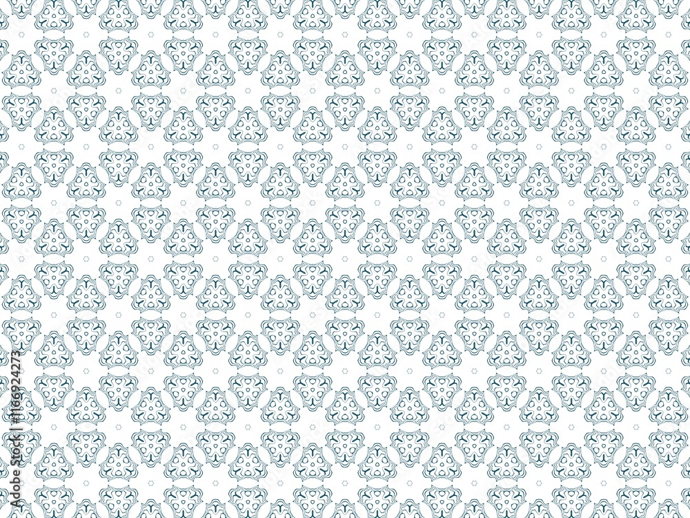 Seamless teal floral pattern on white background, elegant and intricate design for various applications Seamless teal floral pattern on white background, elegant and intricate design for various applications
