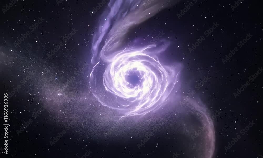 Cosmic Vortex: A mesmerizing swirl of purple energy in the vast expanse of space, stars twinkling in the background. Cosmic Vortex: A mesmerizing swirl of purple energy in the vast expanse of space, stars twinkling in the background.
