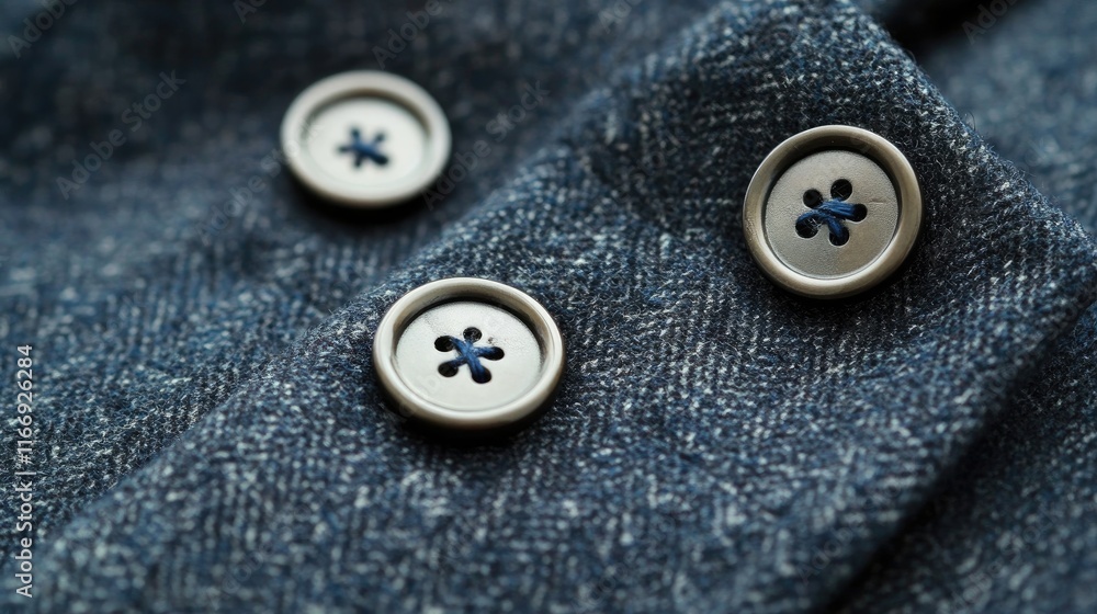 Close-Up of Buttons on Textured Dark Fabric for Fashion Design Close-Up of Buttons on Textured Dark Fabric for Fashion Design