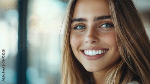 Wallpaper Mural Radiant Smile of a Beautiful Woman with Blonde Hair and Blue Eyes Torontodigital.ca