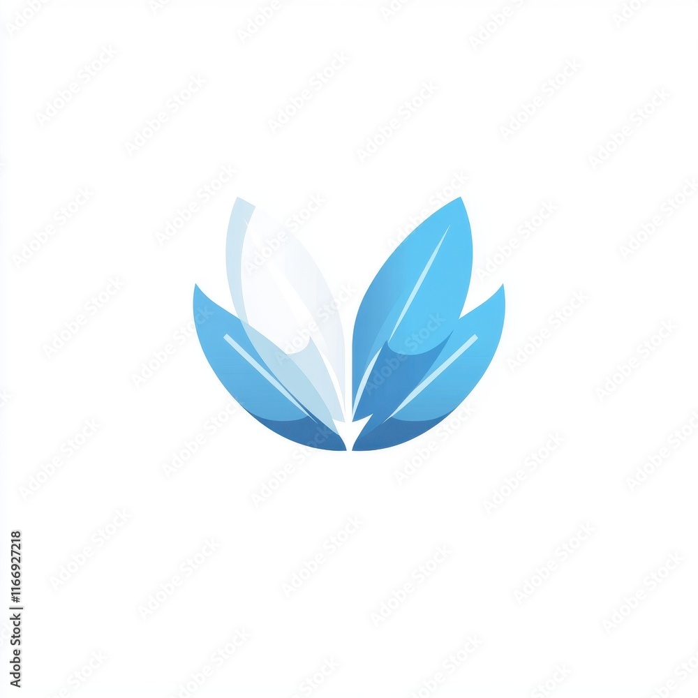 Stylized blue leaves, representing nature and growth in a modern design. Stylized blue leaves, representing nature and growth in a modern design.