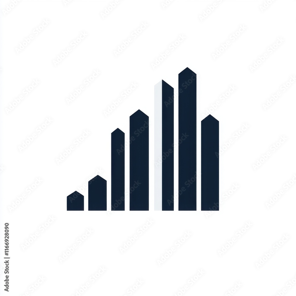 Stylized dark blue bar graph representing growth and analytics in a minimalist design. Stylized dark blue bar graph representing growth and analytics in a minimalist design.