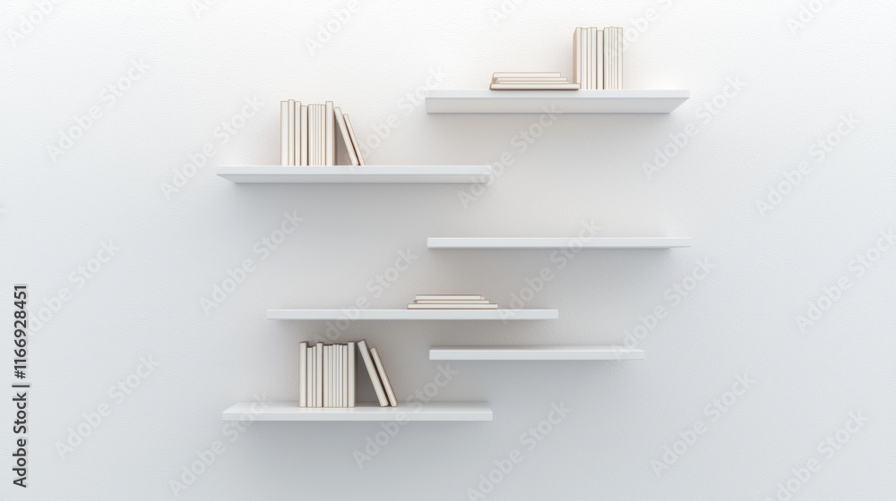 Modern 3D-Printed Cascading Wall Shelf for Stylish Home Decor Display | Ultra-Detailed 3D Render Model on White Background Modern 3D-Printed Cascading Wall Shelf for Stylish Home Decor Display | Ultra-Detailed 3D Render Model on White Background