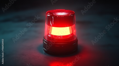 Emergency vehicle warning light with rotating red beacon and siren