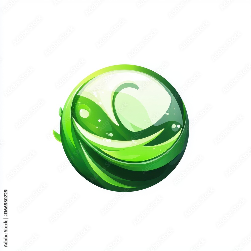 A vibrant green orb design featuring swirling patterns and bubbles, representing nature and freshness. A vibrant green orb design featuring swirling patterns and bubbles, representing nature and freshness.