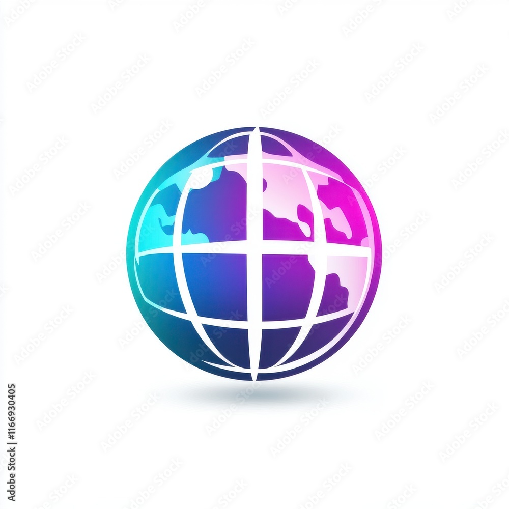 Colorful globe icon representing global connectivity and technology. Colorful globe icon representing global connectivity and technology.