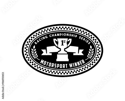 Race Checkered Oval Badge Vector Design Element